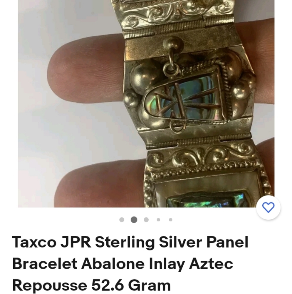 Sterling Silver Abalone Panel Bracelet - Taxco Style